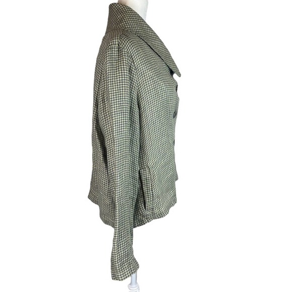 FLAX checkered button up blazer jacket size small. Oversized - Picture 5 of 7